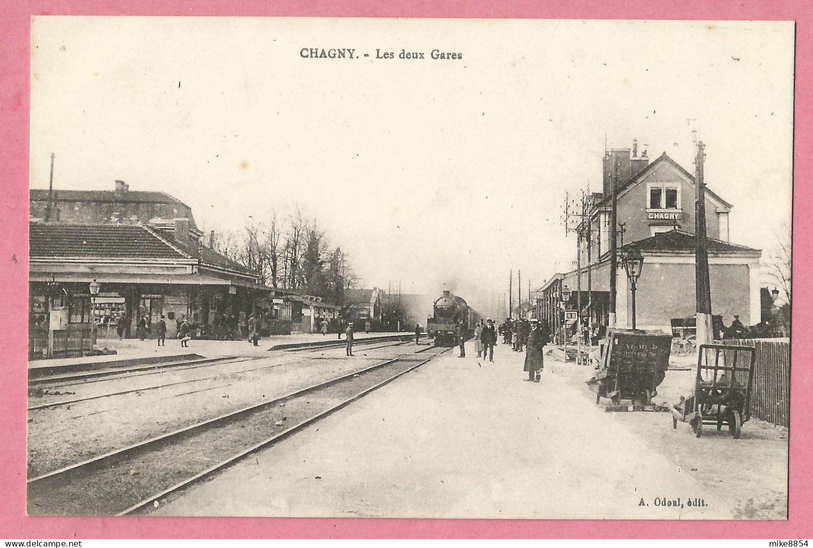 SAS0447  CPA   CHAGNY  (Saône-et-Loire)  Les Deux Gares - Locomotive  +++++++ - Chagny