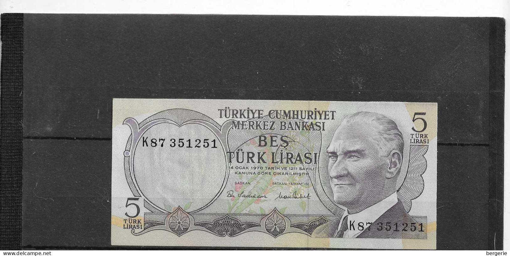 C/286           Turquie  -   1 Billet Neuf      5  Bes Turk Lirasi - Turkey
