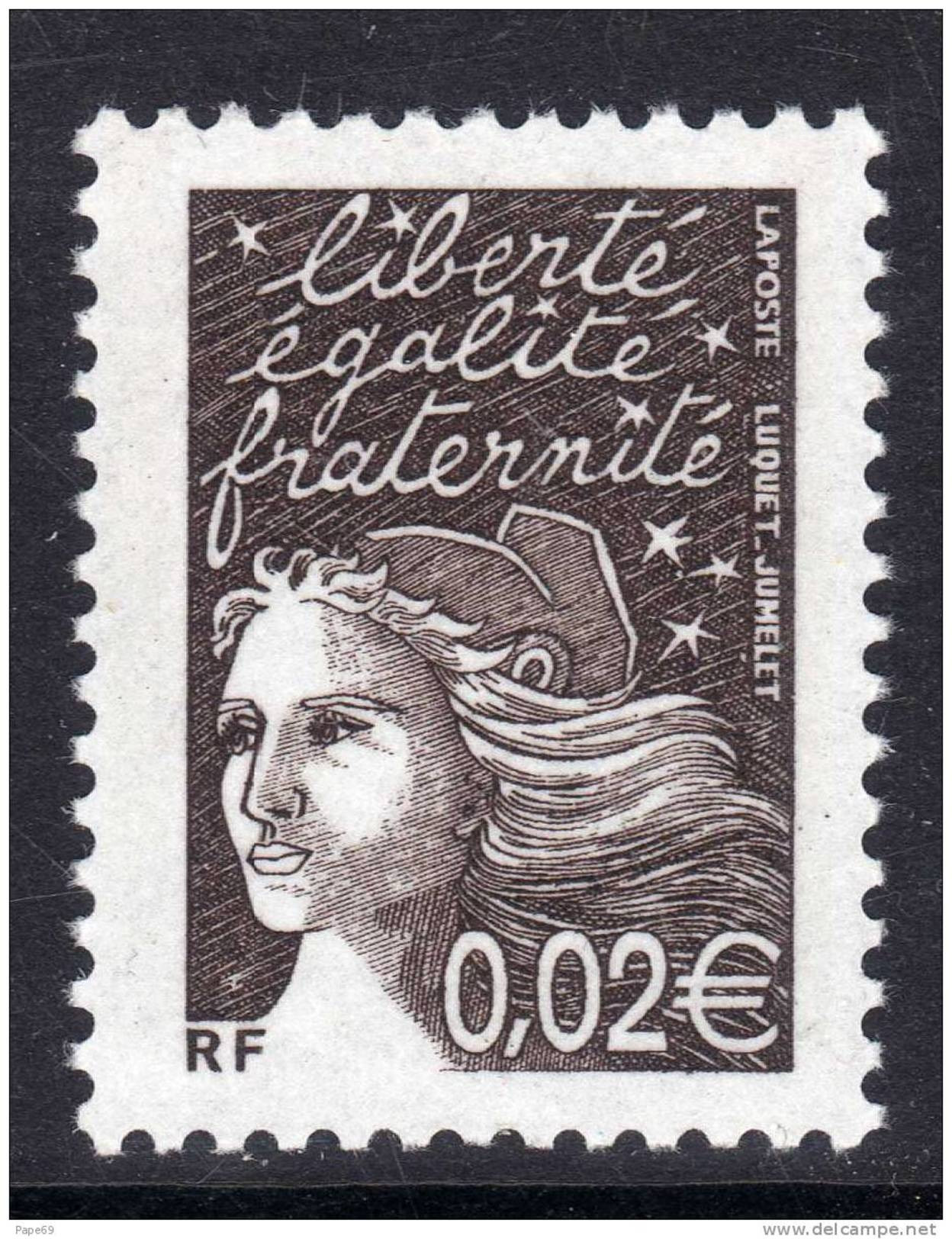 France N° 3444c XX  Marianne Du Bicentenaire 0.02 &euro; Variété 2 Bandes De Phosphore TB - Ongebruikt