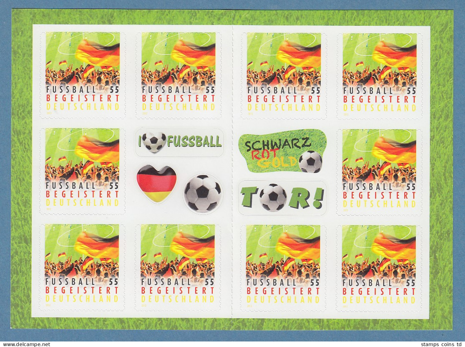 Bund 2012 Begeistert Fußball Deutschland 55 Cent  Mi-Nr. 2936 Markenset ** - Otros & Sin Clasificación