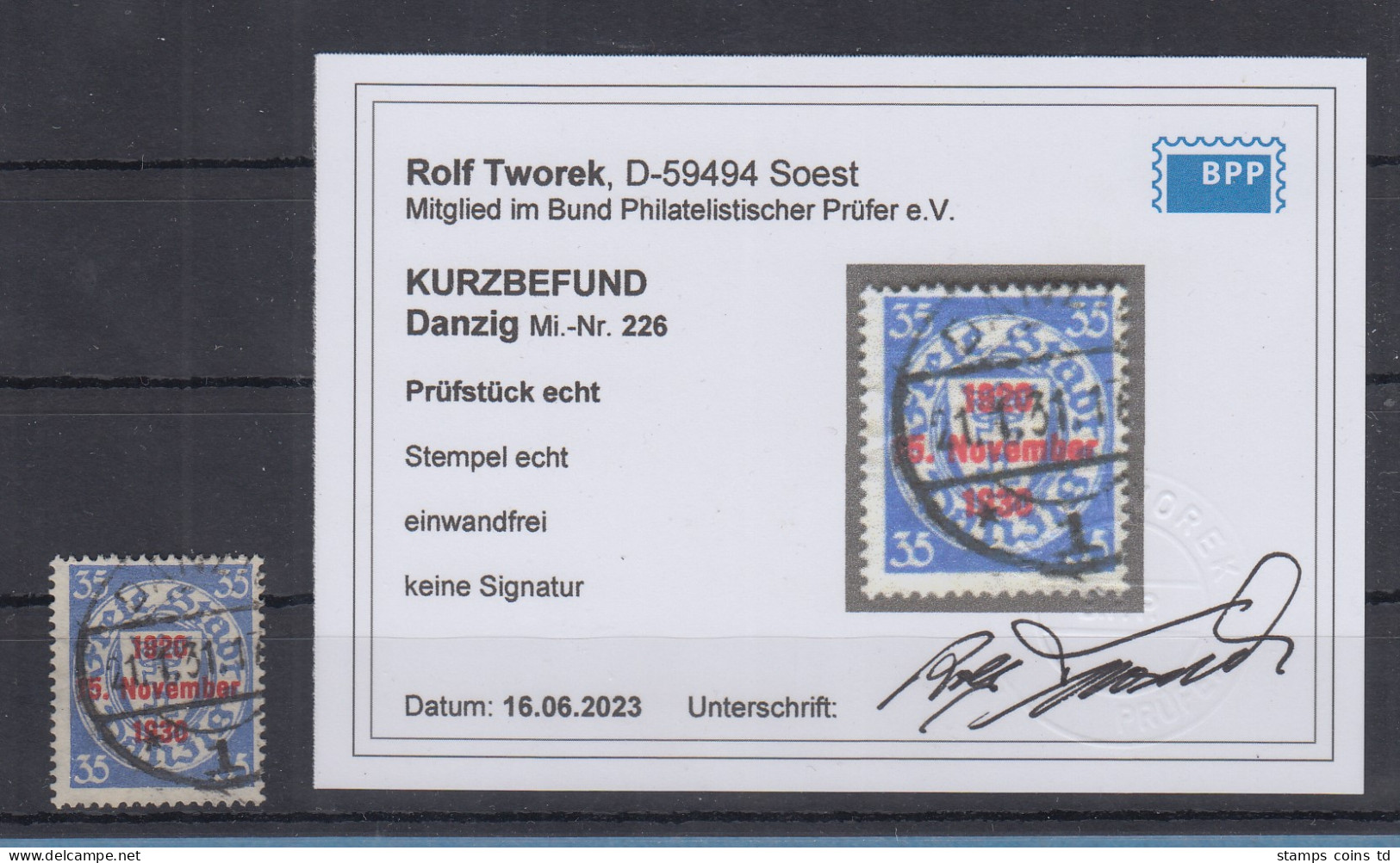 Danzig 1930  10 Jahre Freie Stadt 35Pfg  Mi.-Nr. 226 Gestempelt, Mit Befund BPP - Used