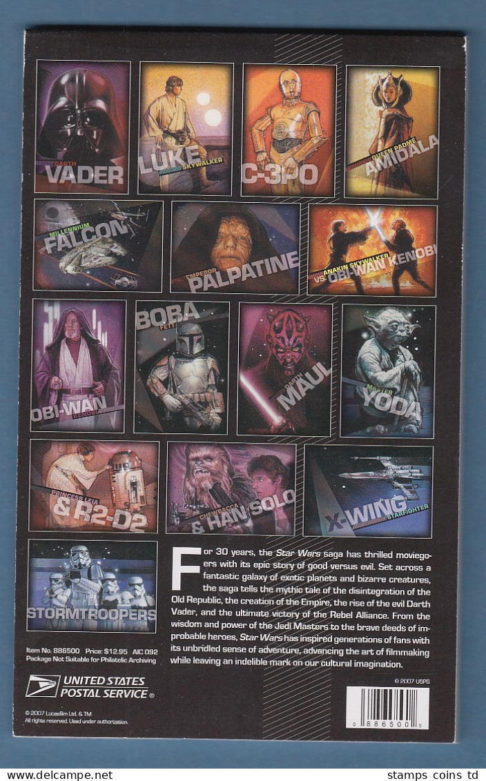 USA 2007 STAR WARS Postkartenheft Mit 15 Ganzsachen Mit Eingedruckten Marken  - Autres & Non Classés