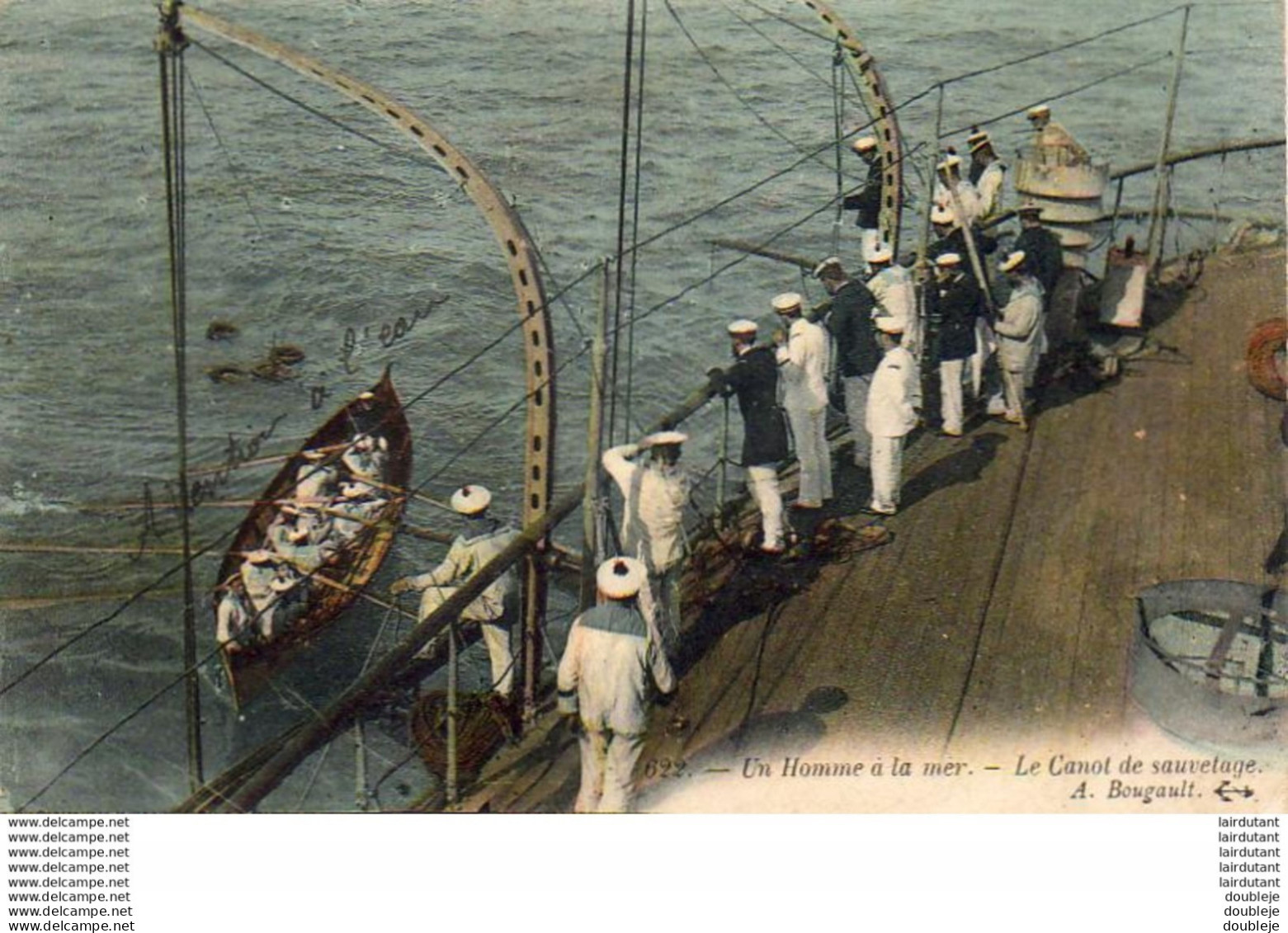 MARINE MILITAIRE FRANCAISE  Un Homme à La Mer- Le Canot De Sauvetage  ... - Warships