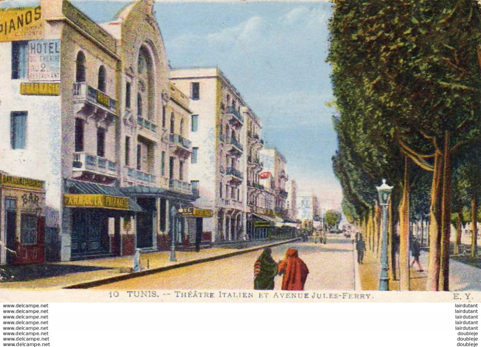 TUNISIE   TUNIS  Théatre Italien Et Avenue Jules Ferry - Tunisia