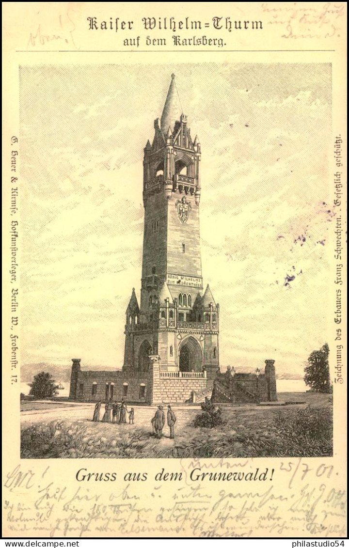1901, "Kaiser Wilheln-Turm", Gelaufen Von Berlin Nach Werder - Zehlendorf
