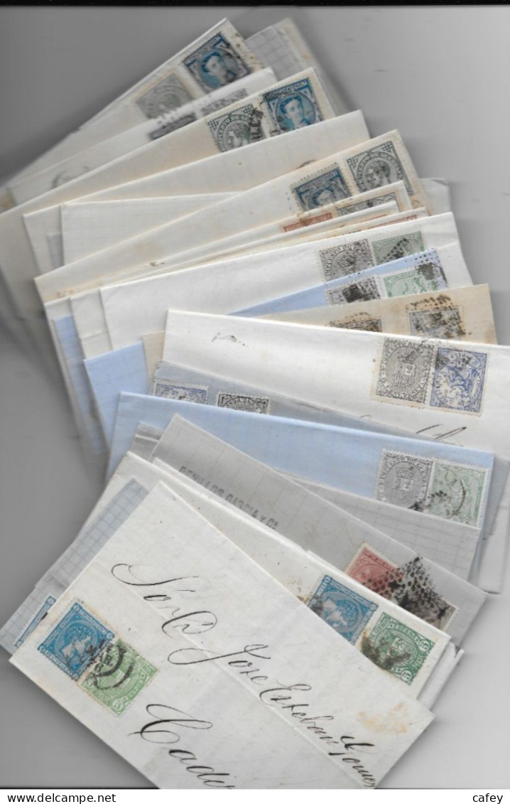 ESPAGNE Archive De 40 Lettres Toutes Double Affranchissement Avec Timbres De Guerre (plusieurs Modèles) Bel Ensemble - Cartas & Documentos