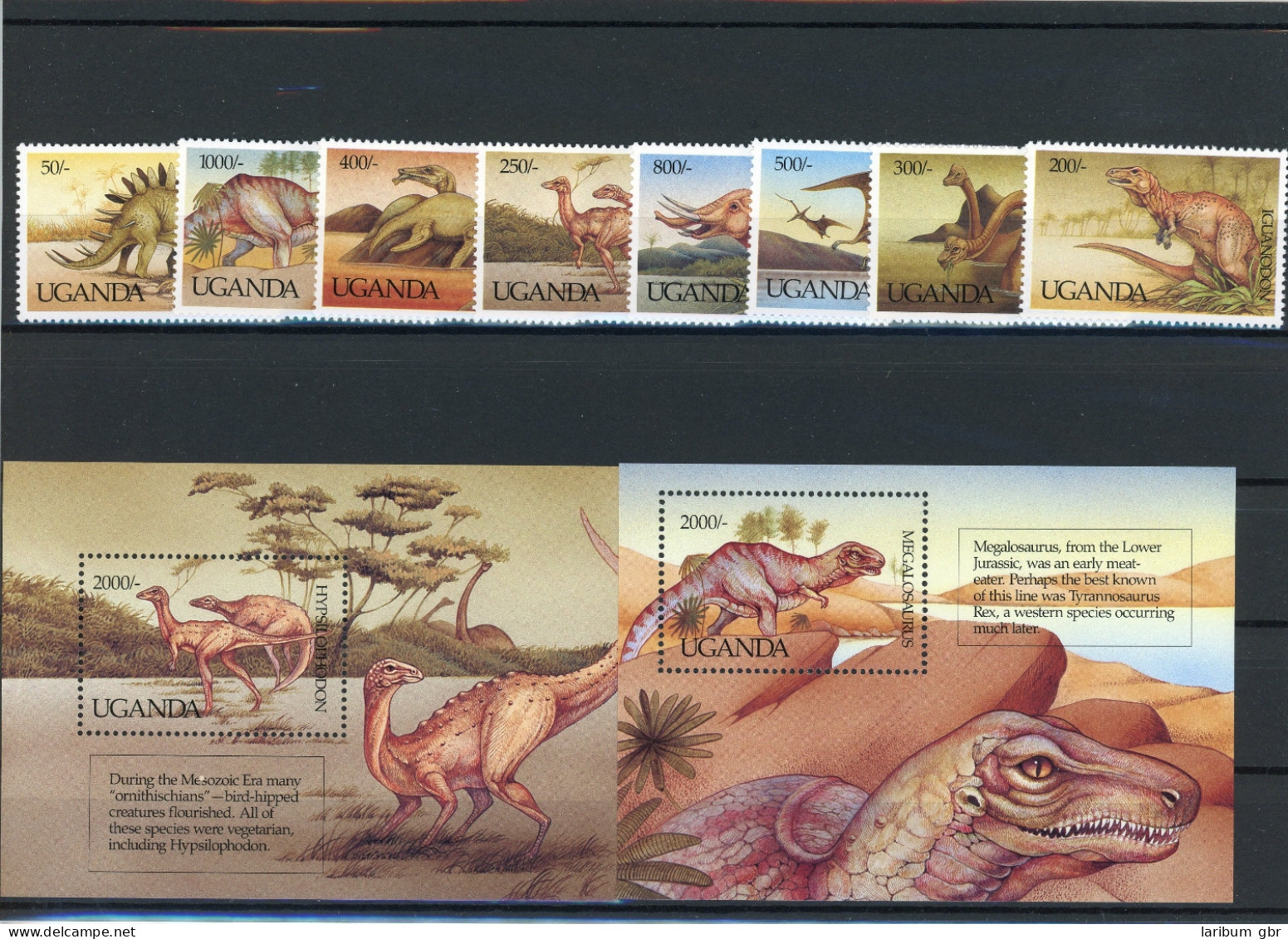 Uganda 1064-1071, Block 161-162 Postfrisch Dinosaurier #IS887 - Oeganda (1962-...)