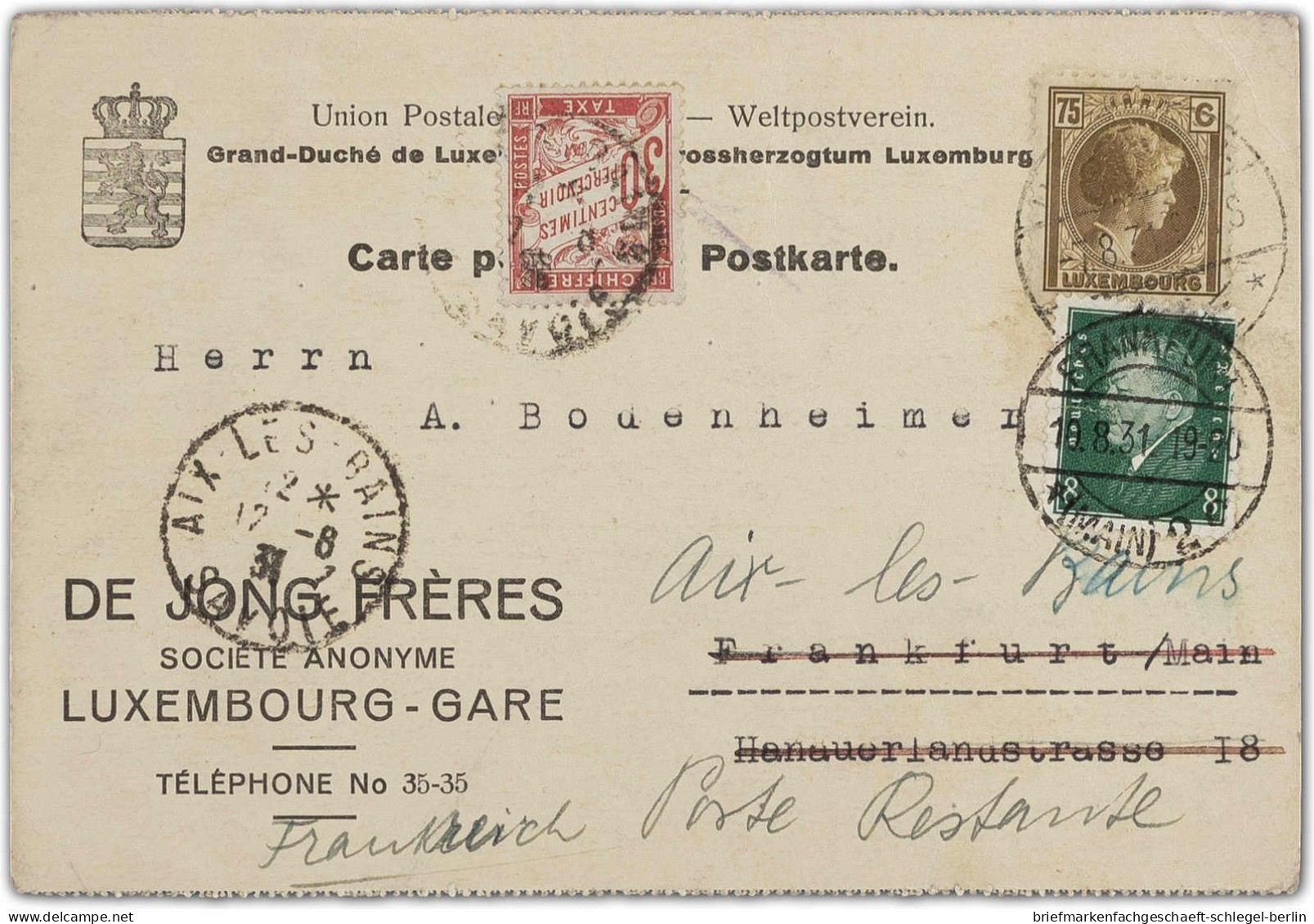 Luxemburg, 1931, 189 U.a., Brief - Sonstige & Ohne Zuordnung