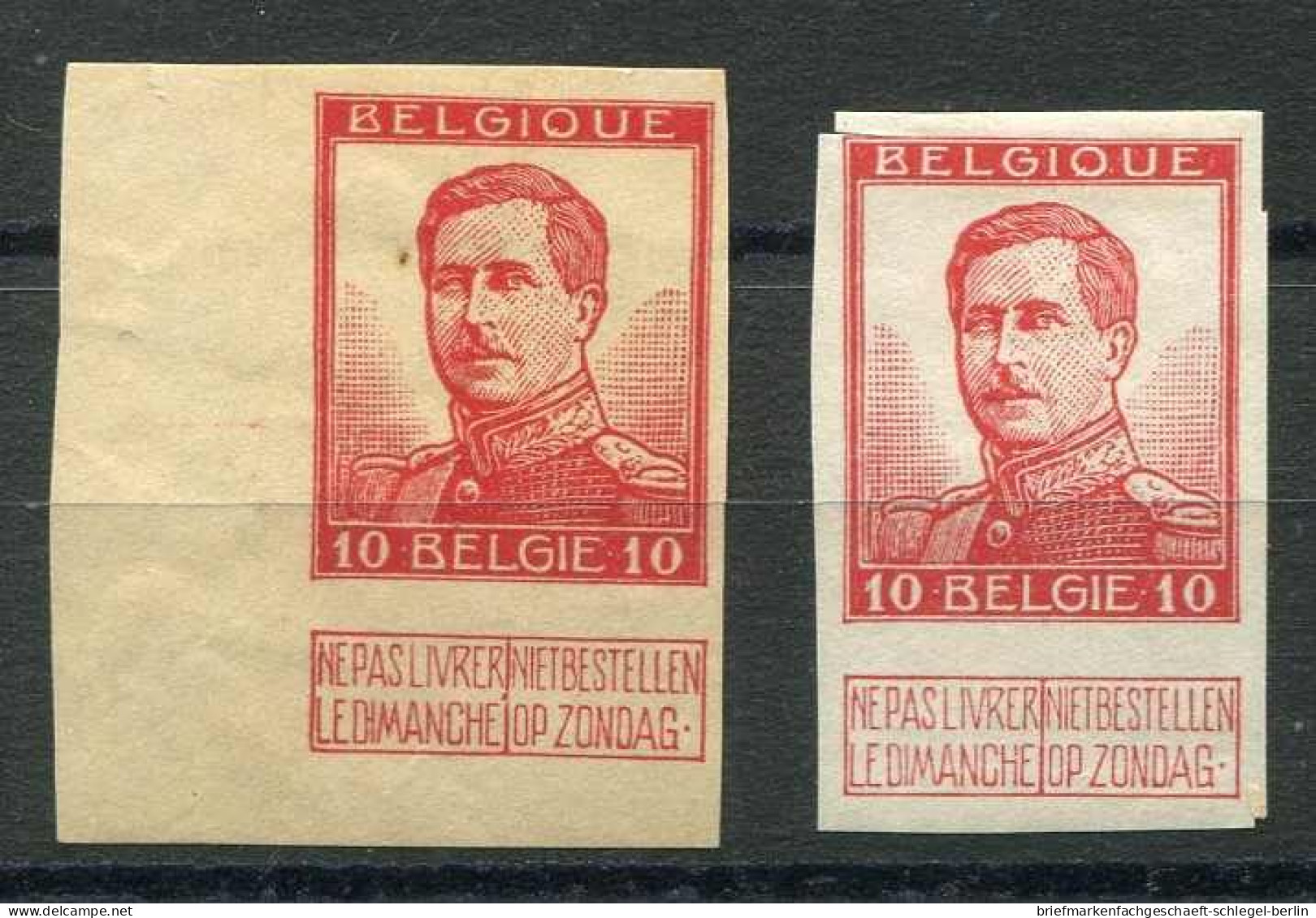 Belgien, 1913, 100 II U, Postfrisch, Ungebraucht, Ohne Gummi - Andere & Zonder Classificatie