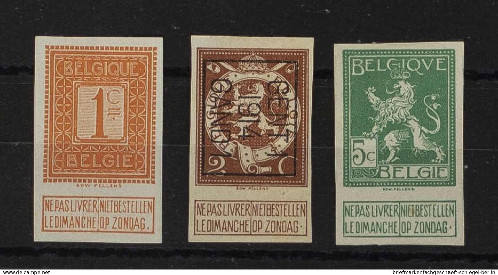 Belgien, 1912, 89-92 P, Ohne Gummi - Other & Unclassified