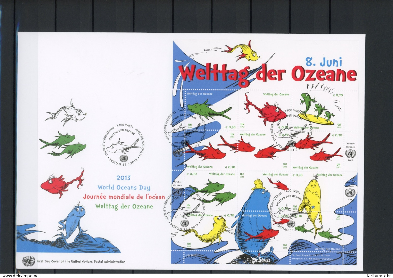 UNO Wien ZD Bogen 776-87 Fische Ersttagesbrief/FDC #JE761 - Autres & Non Classés