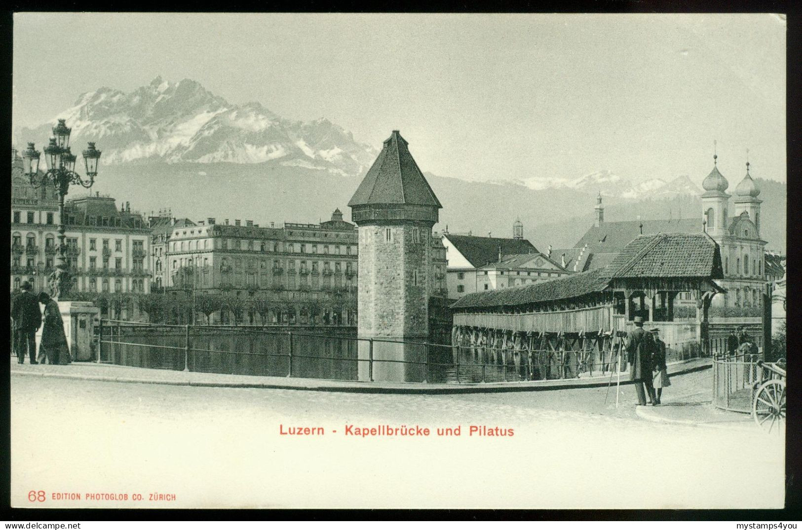 Ak Switzerland, Luzern | Kapelibrücke. Pilatus #ans-1951 - Lucerne