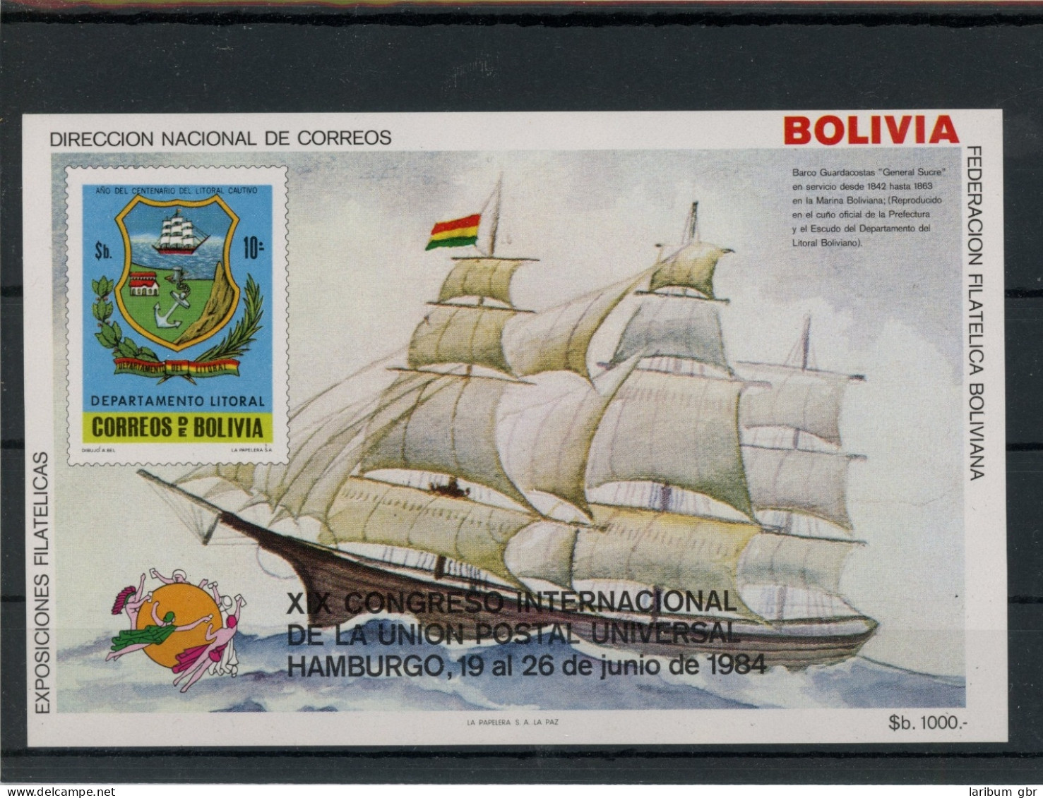 Bolivien Block 137 Postfrisch Segelschiff #HK851 - Bolivia