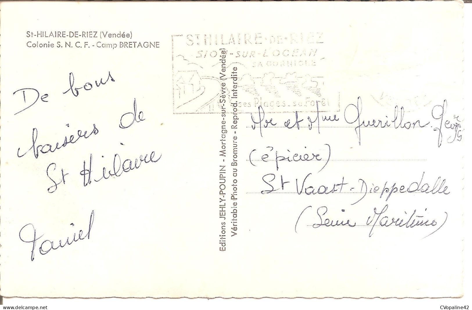 ST-HILAIRE-DE-RIEZ (85) Colonie S.N.C.F. - Camp BRETAGNE  CPSM  PF - Saint Hilaire De Riez