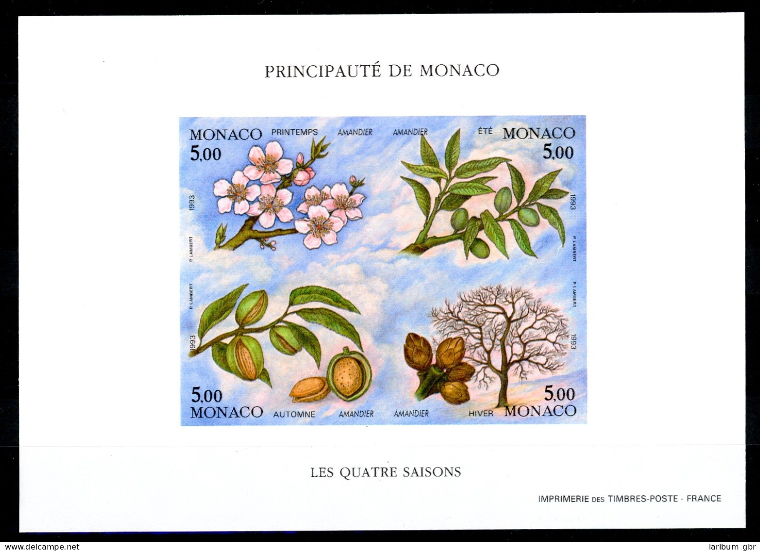 Monaco Block 57 U Postfrisch Ungezähnt Blumen #IV187 - Altri & Non Classificati