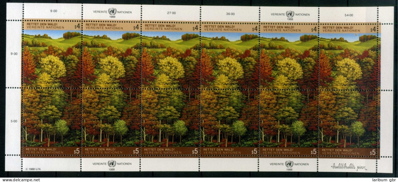 UNO Wien Kleinbogen 81-82 Postfrisch Wald #IV324 - Sonstige & Ohne Zuordnung