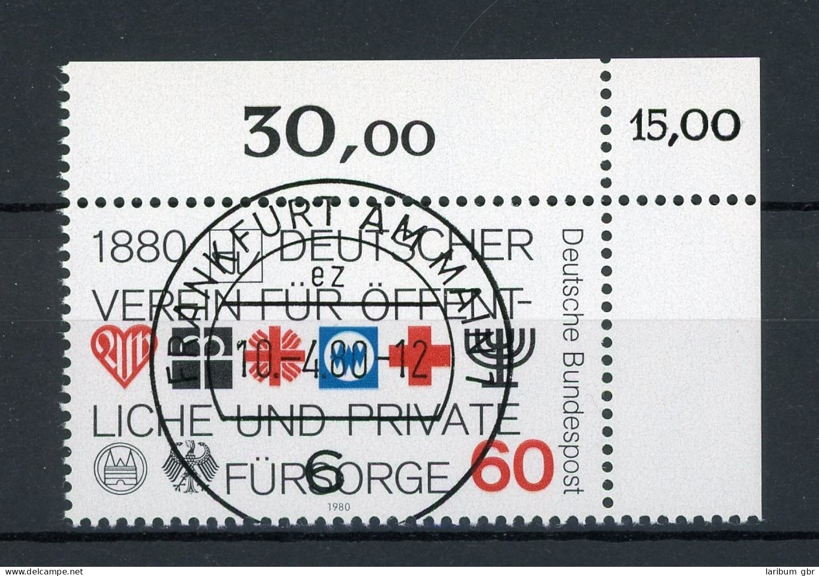 Bund 1044 KBWZ Gestempelt Frankfurt, Original-Gummi, Ungefaltet #IU609 - Used Stamps