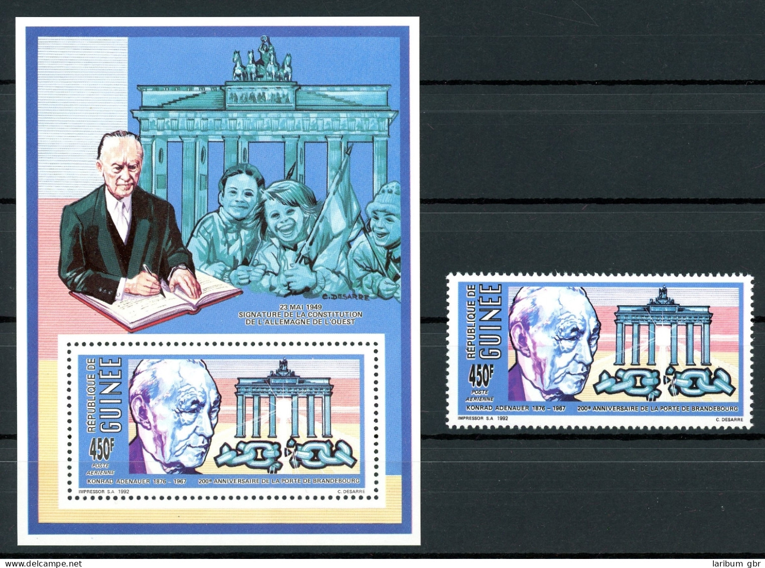 Guinea 1384 A + Block 426 A Postfrisch Adenauer #IU659 - República De Guinea (1958-...)