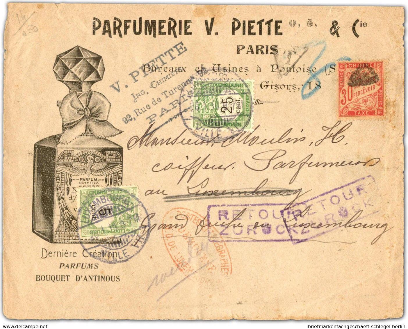 Luxemburg, 1919, P 1, P 5, Frankr. P 31, Brief - Autres & Non Classés
