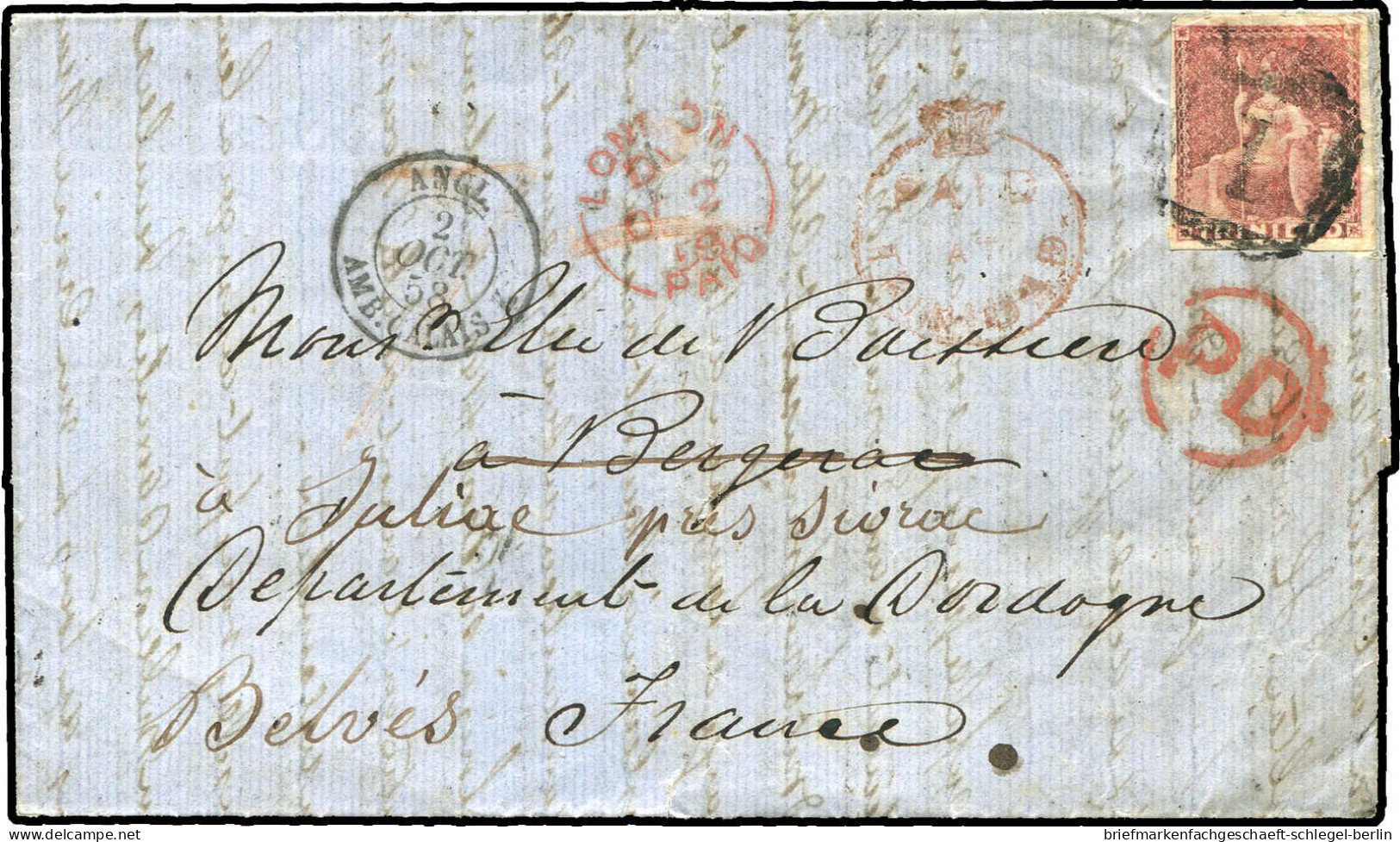 Trinidad & Tobago, 1858, Brief - Trinité & Tobago (1962-...)