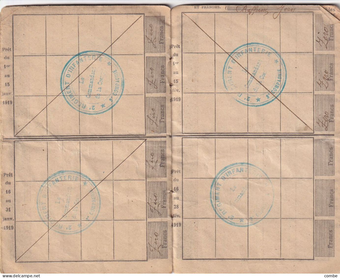 CARNET MILITAIRE DE PECULE COMPLET AVEC SES TIMBRES FISCAUX. CLASSE 1917. TAMBOUR