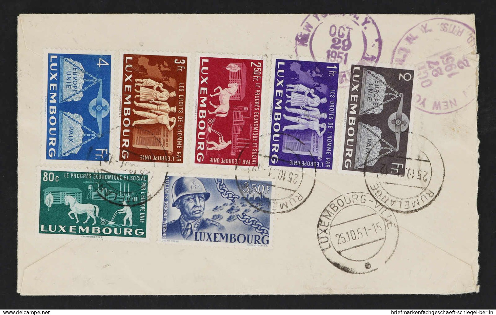 Luxemburg, 1951, 424,425(3),478-83 FDC, Brief - Andere & Zonder Classificatie