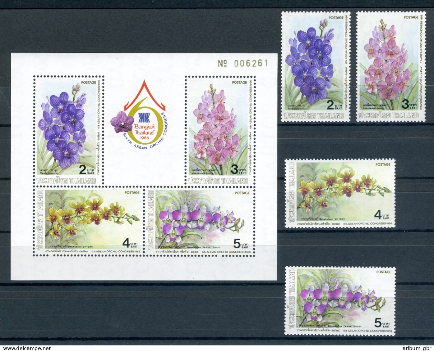 Thailand 1179-1182 + Block 17 Postfrisch Orchideen, Blumen #JK324 - Tailandia