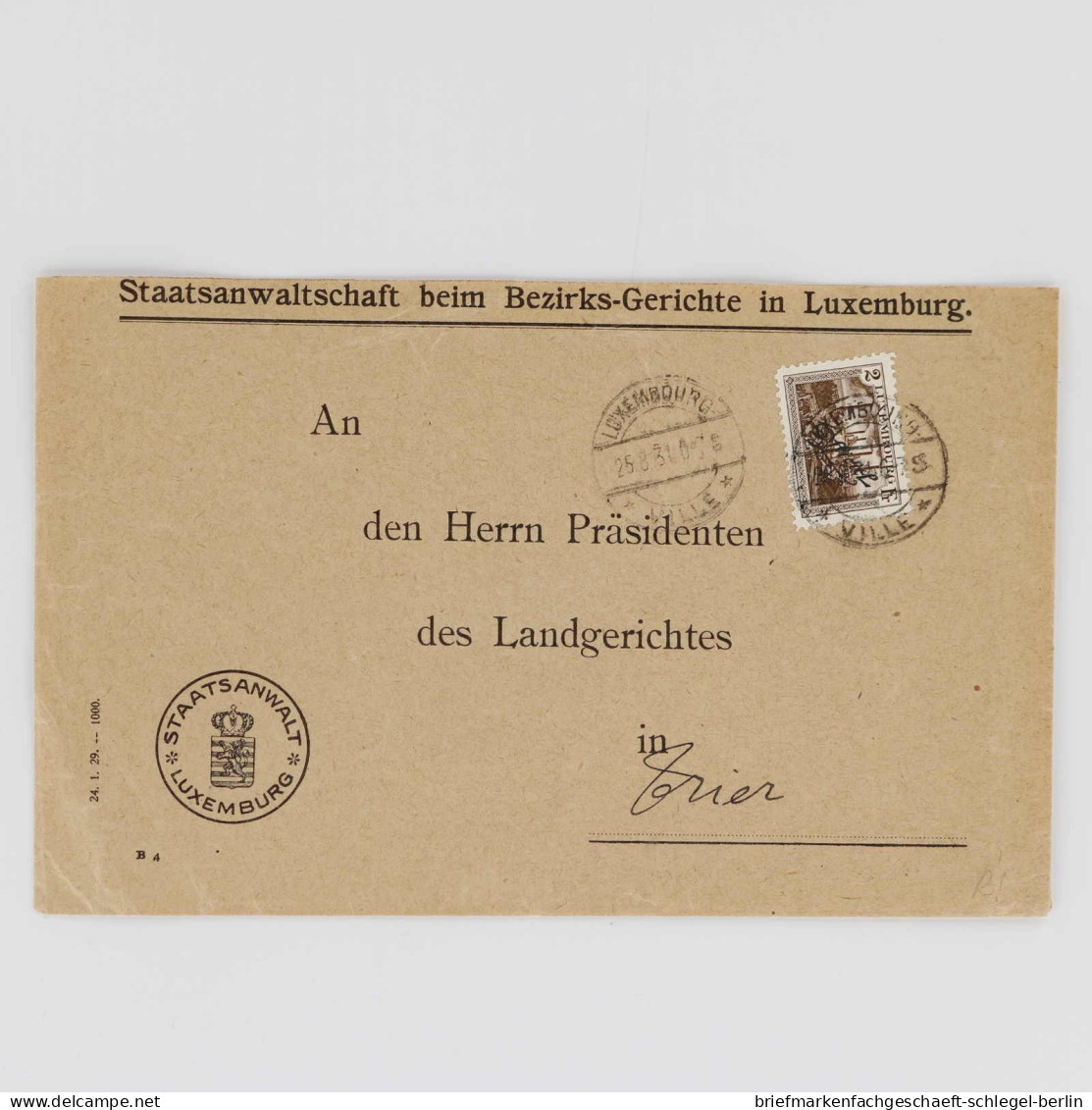 Luxemburg, 1926, D 137, Brief - Altri & Non Classificati