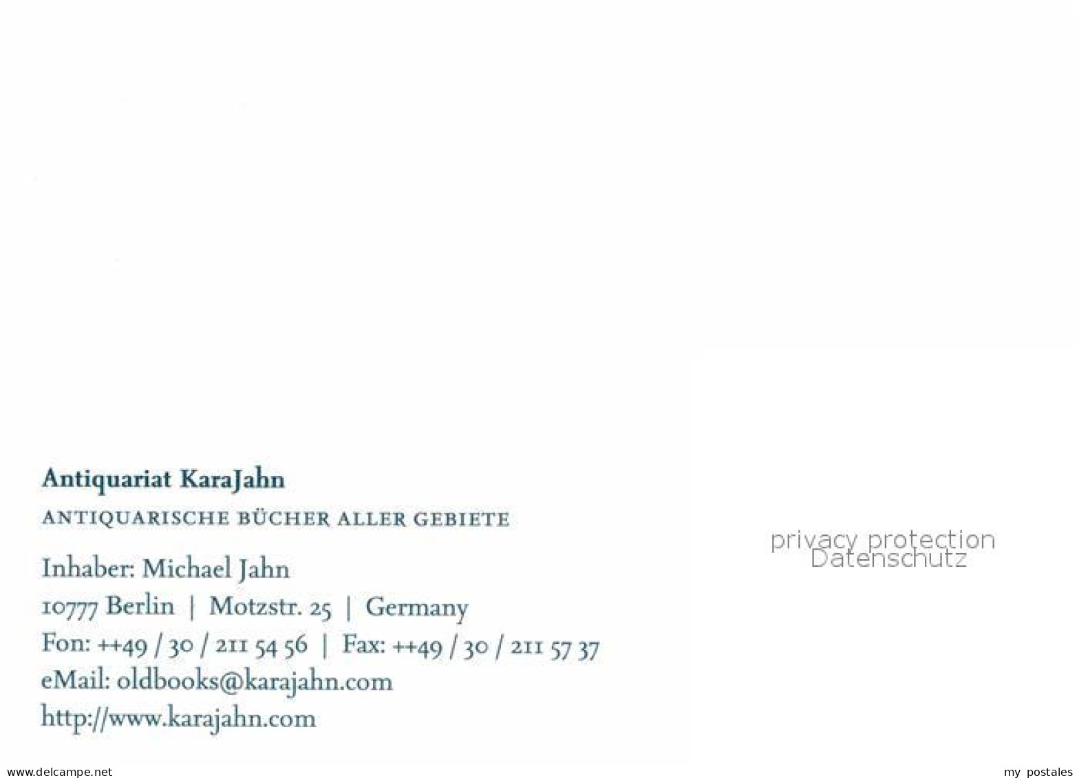 72791284 Berlin Antiquariat Karajahn Berlin - Autres & Non Classés