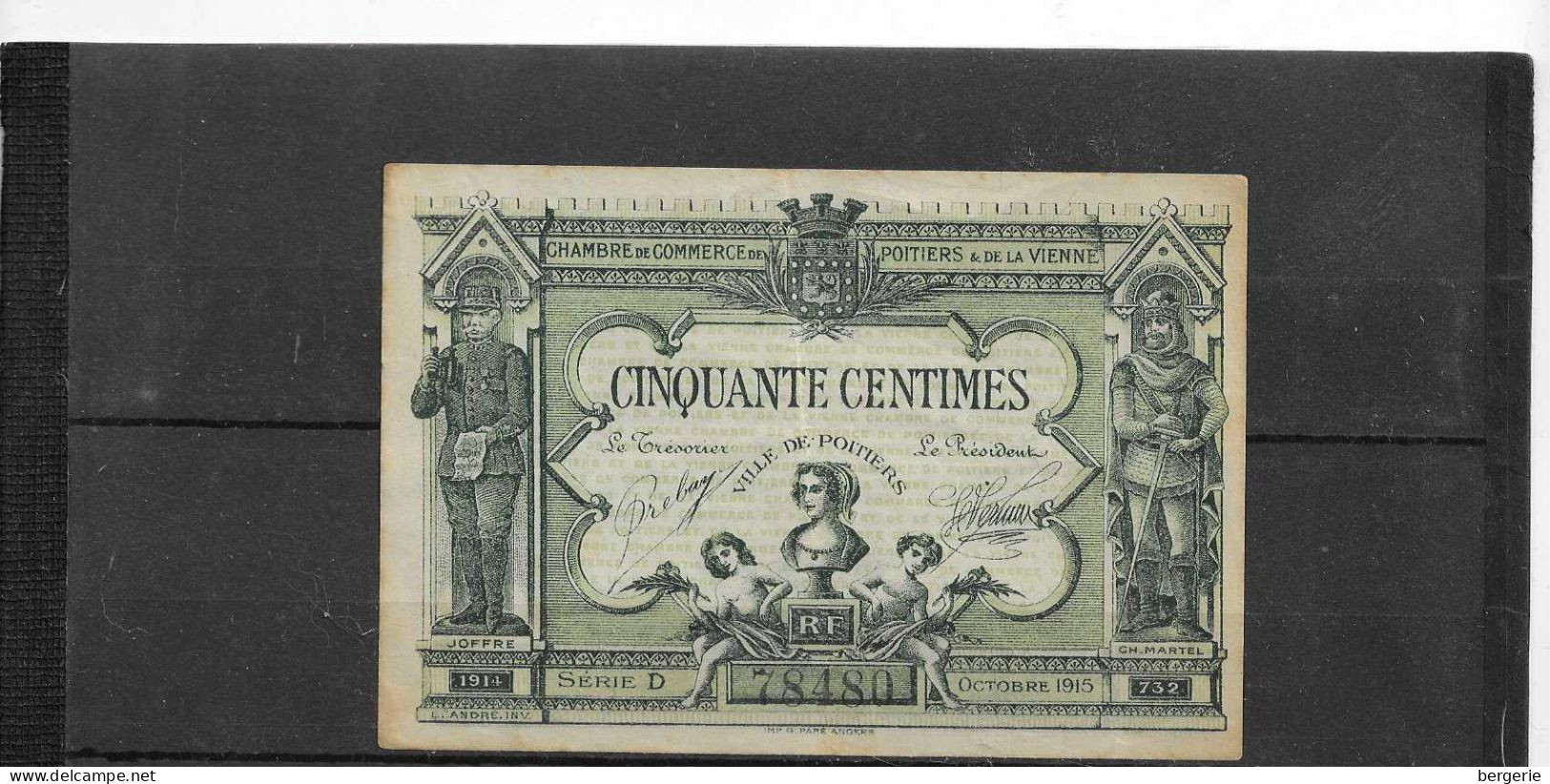 C/286           France   -  Chambre De Commerce De La Vienne  Octobres 1915  -  Cinquante Centimes - Cámara De Comercio