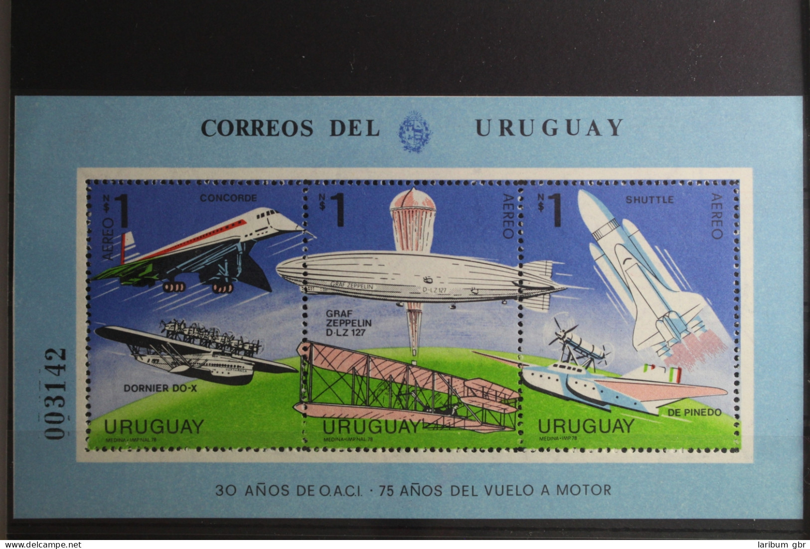 Uruguay Block 38 Mit 1496-1498 Postfrisch #UL143 - Airplanes