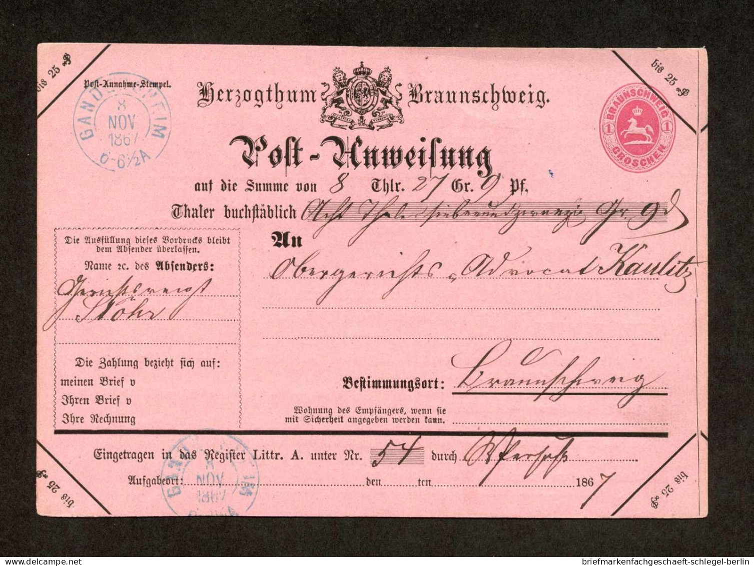 Altdeutschland Braunschweig, 1867, A 5-II, Brief - Braunschweig