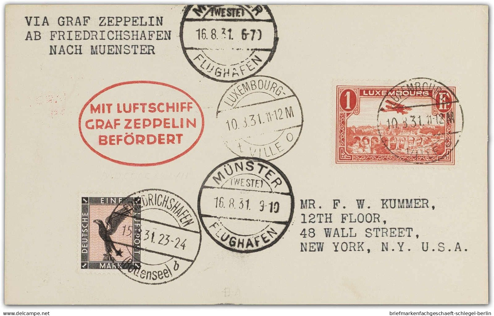 Zeppelin, Zeppelinpost LZ 127, Deutschlandfahrten 1931, 1931, Brief - Zeppeline