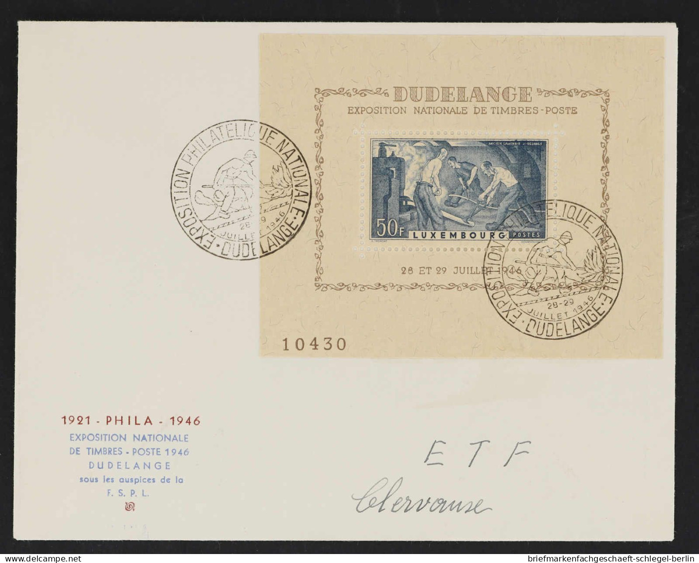 Luxemburg, 1946, Bl. 6 FDC, Brief - Sonstige & Ohne Zuordnung