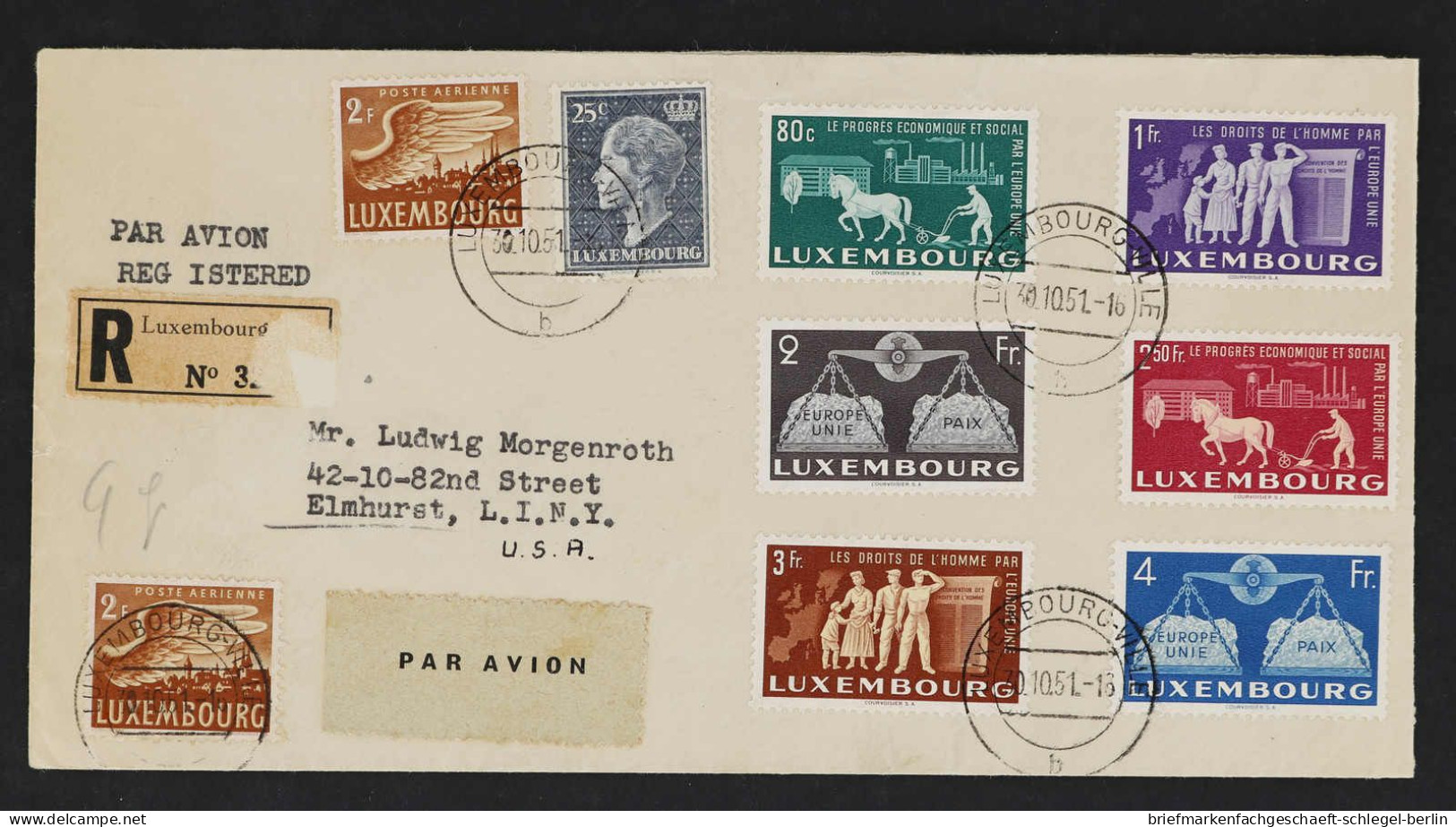 Luxemburg, 1951, 478-83, 404(2), 445, Brief - Altri & Non Classificati