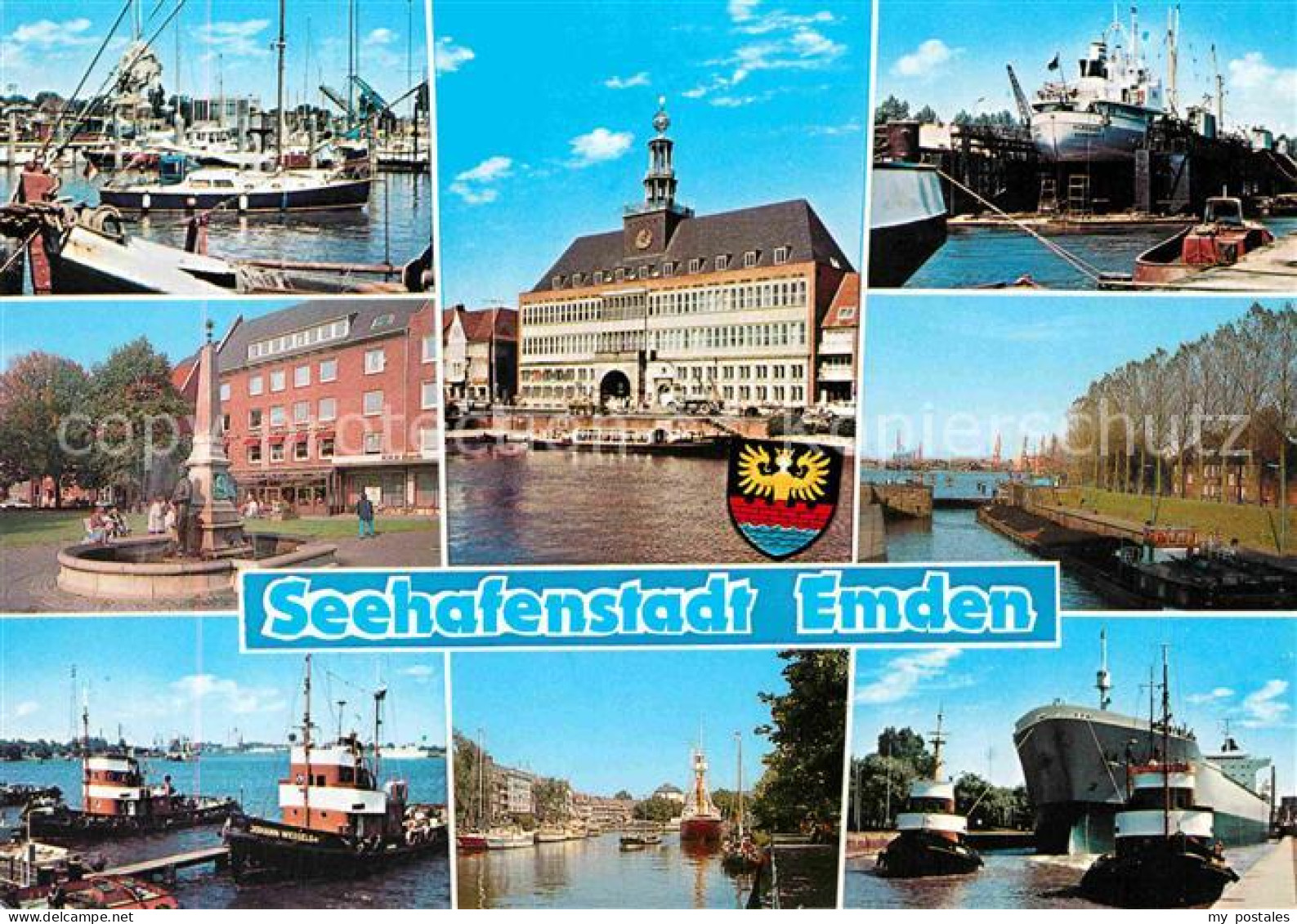 72790909 Emden Ostfriesland Teilansichten Seehafenstadt Hafen Schiffe Brunnen Ra - Autres & Non Classés