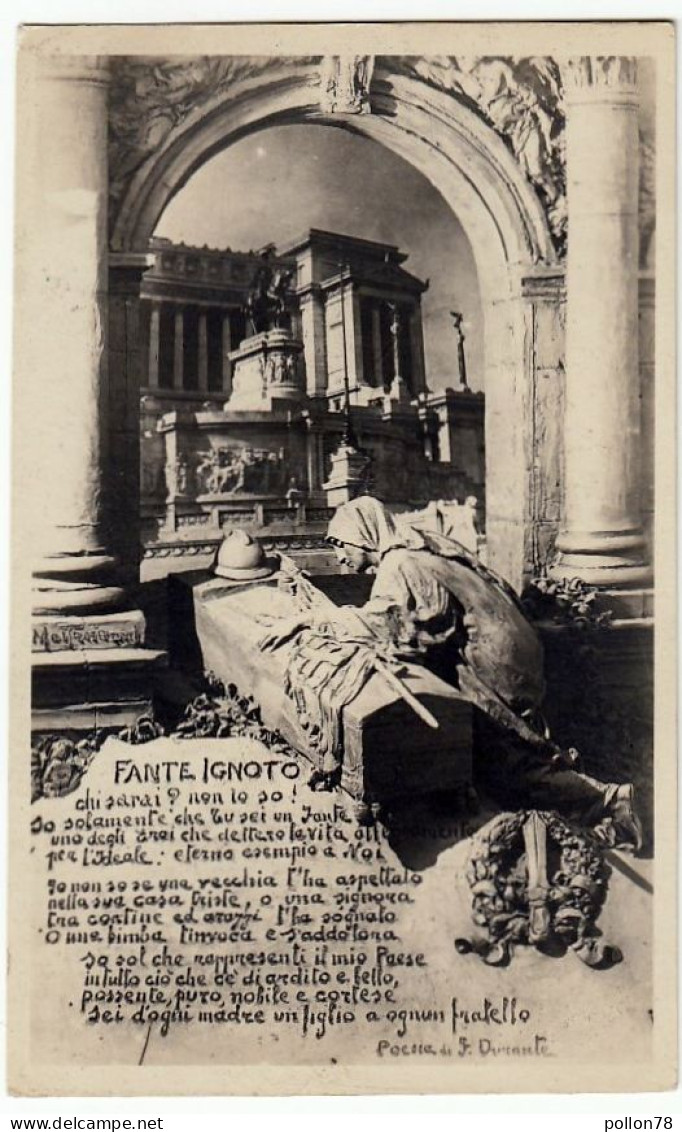 ILL. MASTROIANNI - FANTE IGNOTO - POESIA DI F. DURANTE - Vedi Retro - Formato Piccolo - War Memorials