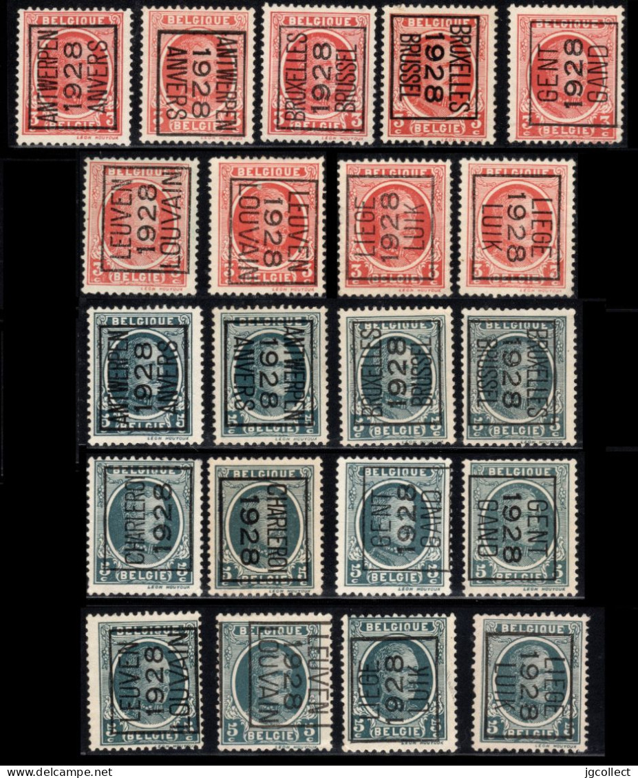 Setje Typo's 1928  -  Houyoux   - O/used - Typo Precancels 1922-31 (Houyoux)