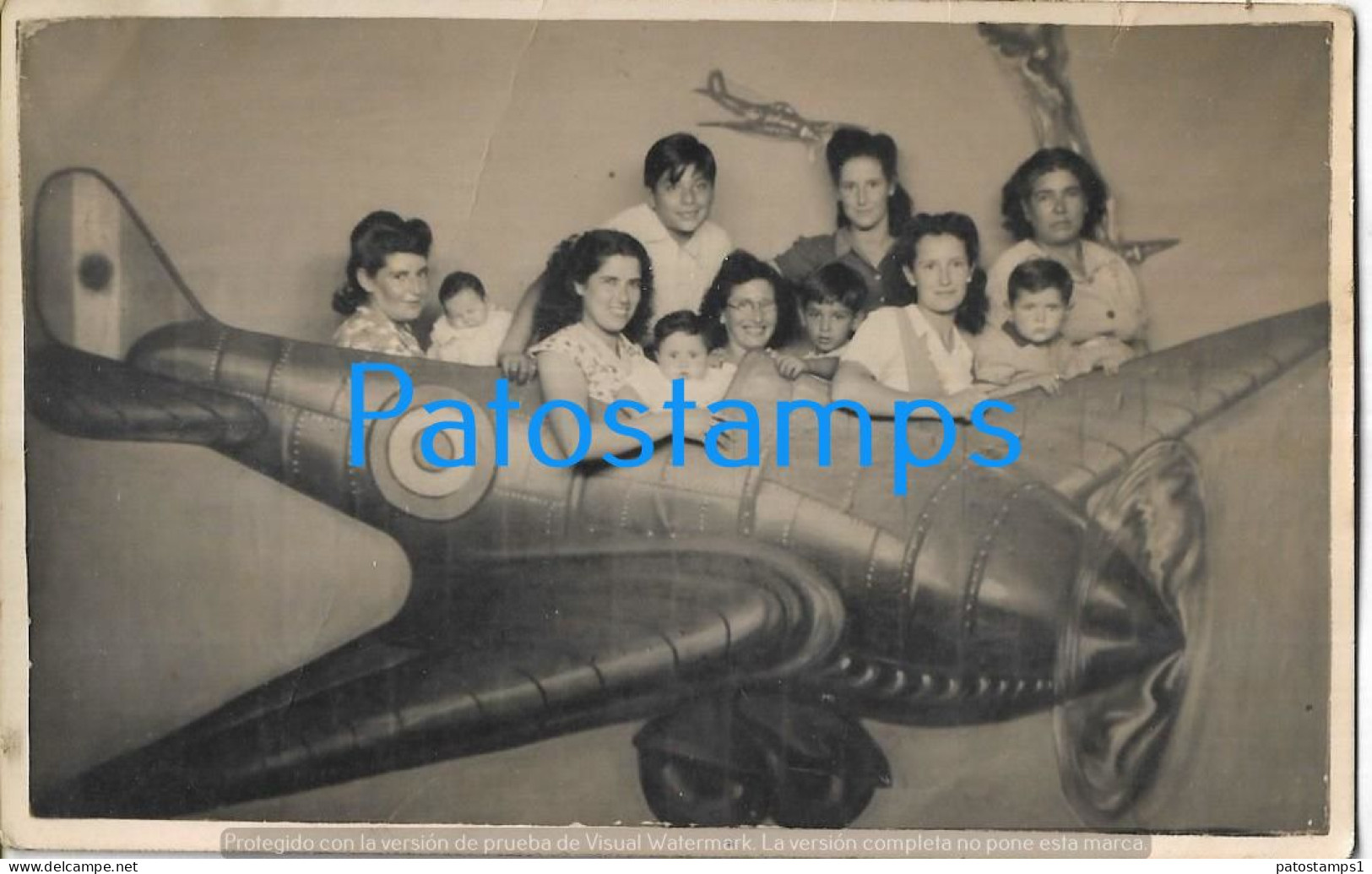 228889 ARGENTINA COSTUMES CHILDREN AND WOMAN'S IN AVIATION CURTAIN TELON PHOTO NO POSTAL POSTCARD - Argentina