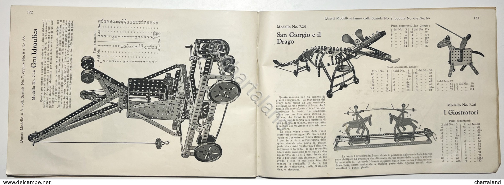 Modellismo - Meccano: Manuale D'Istruzione N. 28: Per Scatole 4 E 7 - Anni '30 - Autres & Non Classés