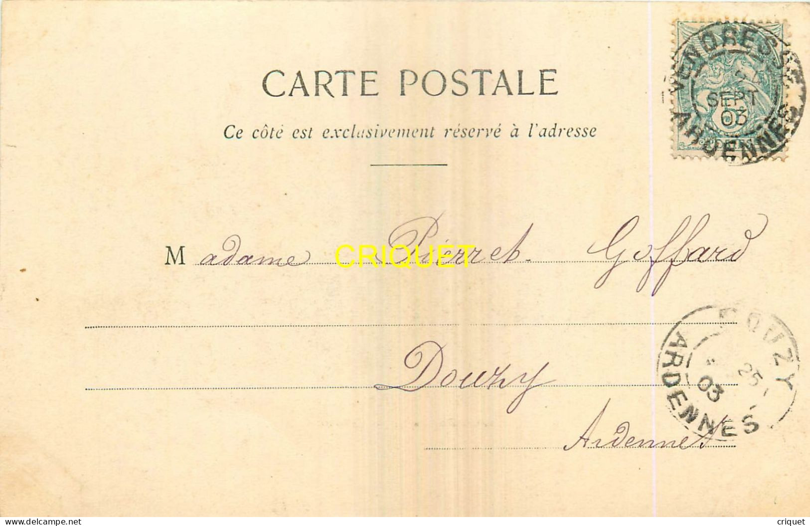 08 Vendresse, Carte Nuage, Ancienne Chartre Du Mont-Dieu, Carte Pas Courante Affranchie 1903 - Other & Unclassified