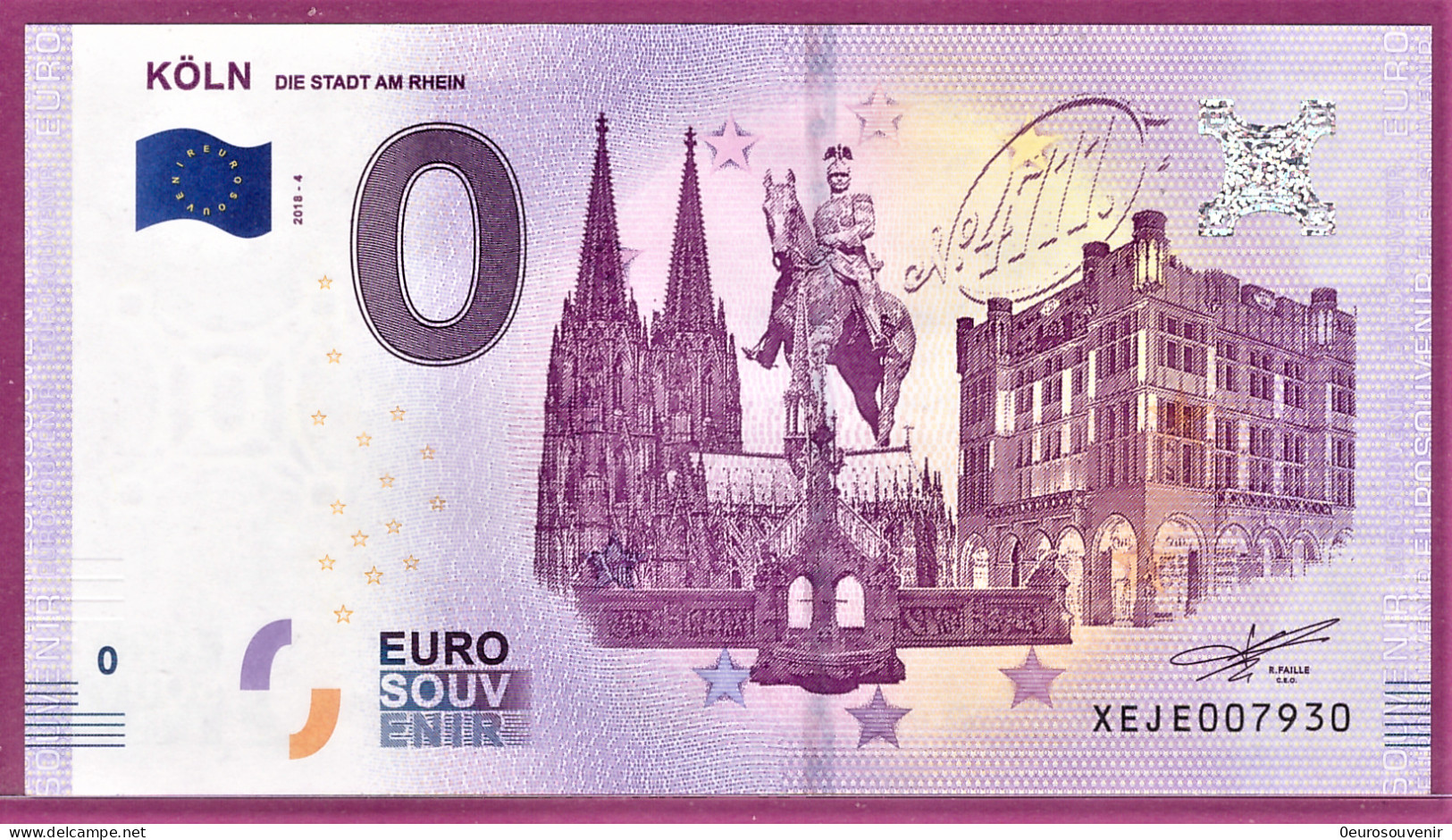 0-Euro XEJE 2018-4 KÖLN - DIE STADT AM RHEIN - 4711 EAU DE COLOGNE DOM KAISER WILHELM II. - Privatentwürfe