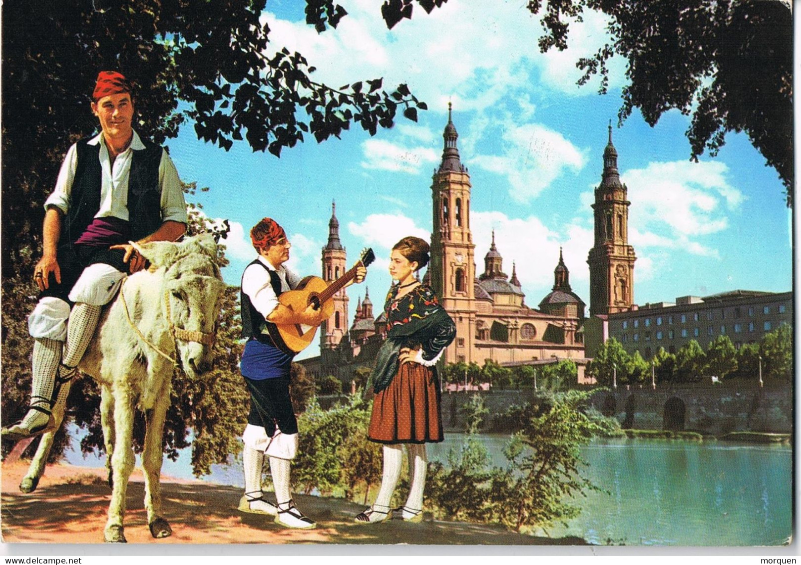 55099. Postal GELSA (Zaragoza) 1975. El Pilar Y Estampa Tipica - Storia Postale