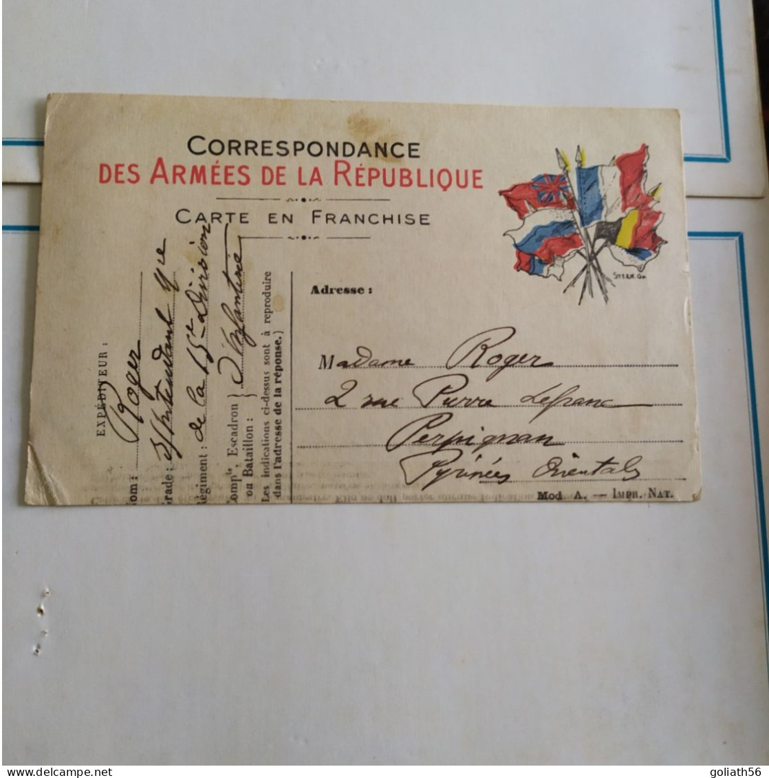 CPA Correspondance Des Armées De La République Octobre 1914, Postée Par Un Lieutenant De La 15ème Division D'Infanterie - War 1914-18