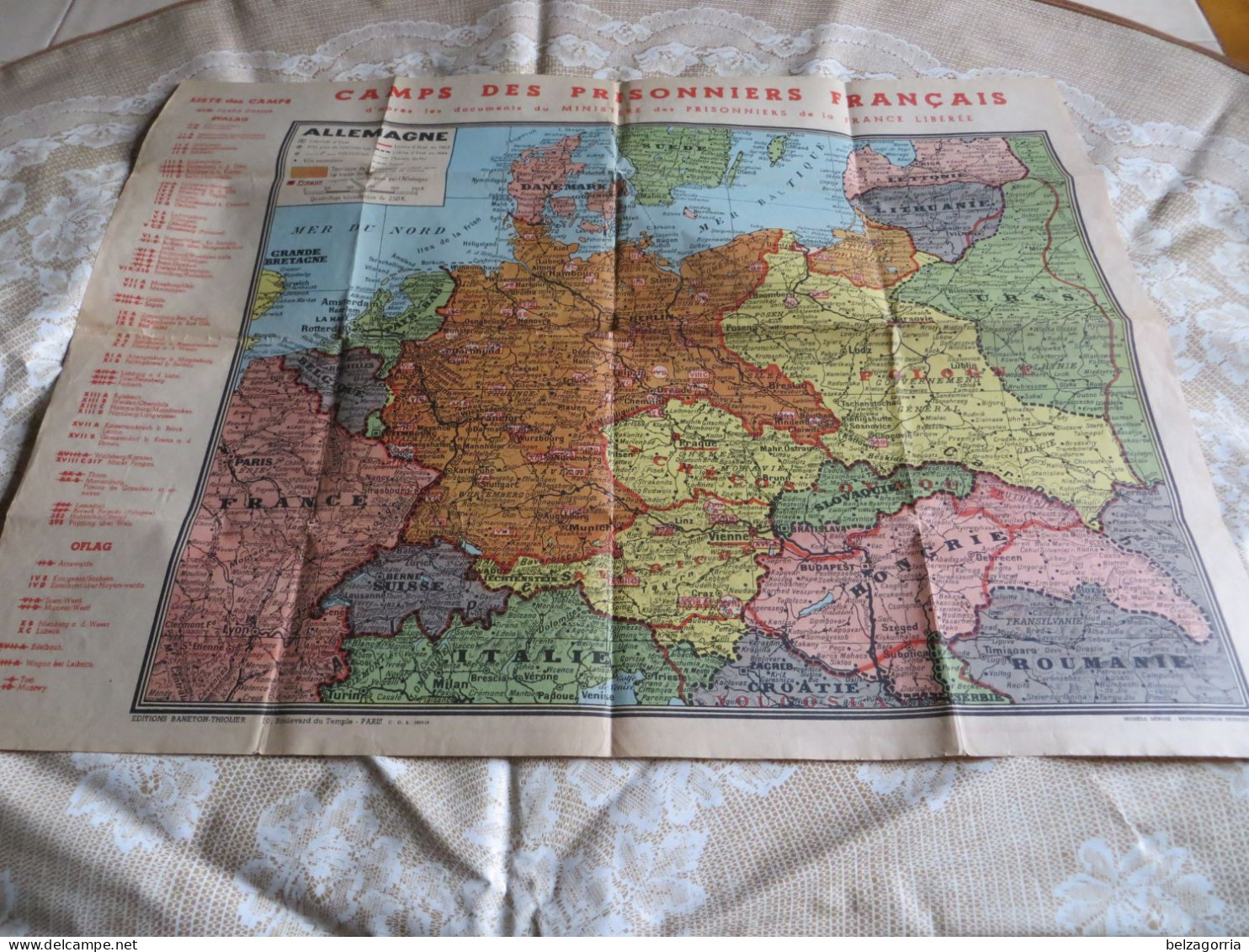 CARTE GEOGRAPHIQUE -  CAMPS DES PRISONNIERS FRANCAIS EN ALLEMAGNE  WW2 -  STALAG  &  OFLAG - VOIR SCANS - Geographical Maps
