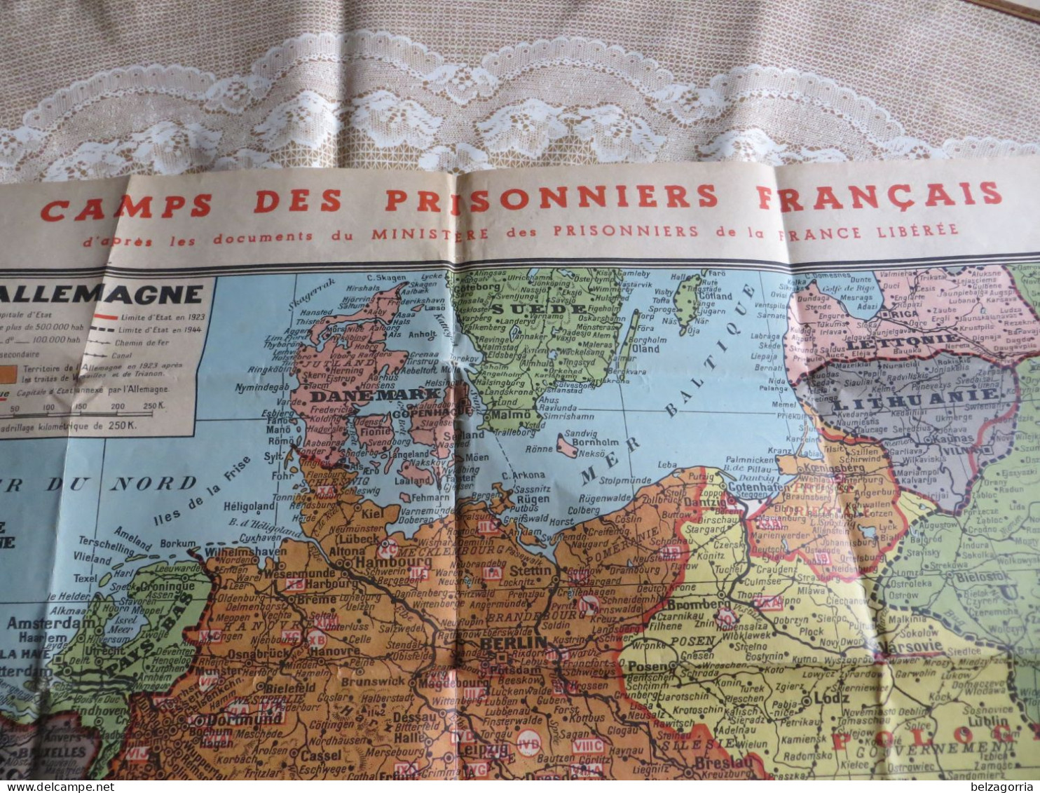 CARTE GEOGRAPHIQUE -  CAMPS DES PRISONNIERS FRANCAIS EN ALLEMAGNE  WW2 -  STALAG  &  OFLAG - VOIR SCANS - Landkarten