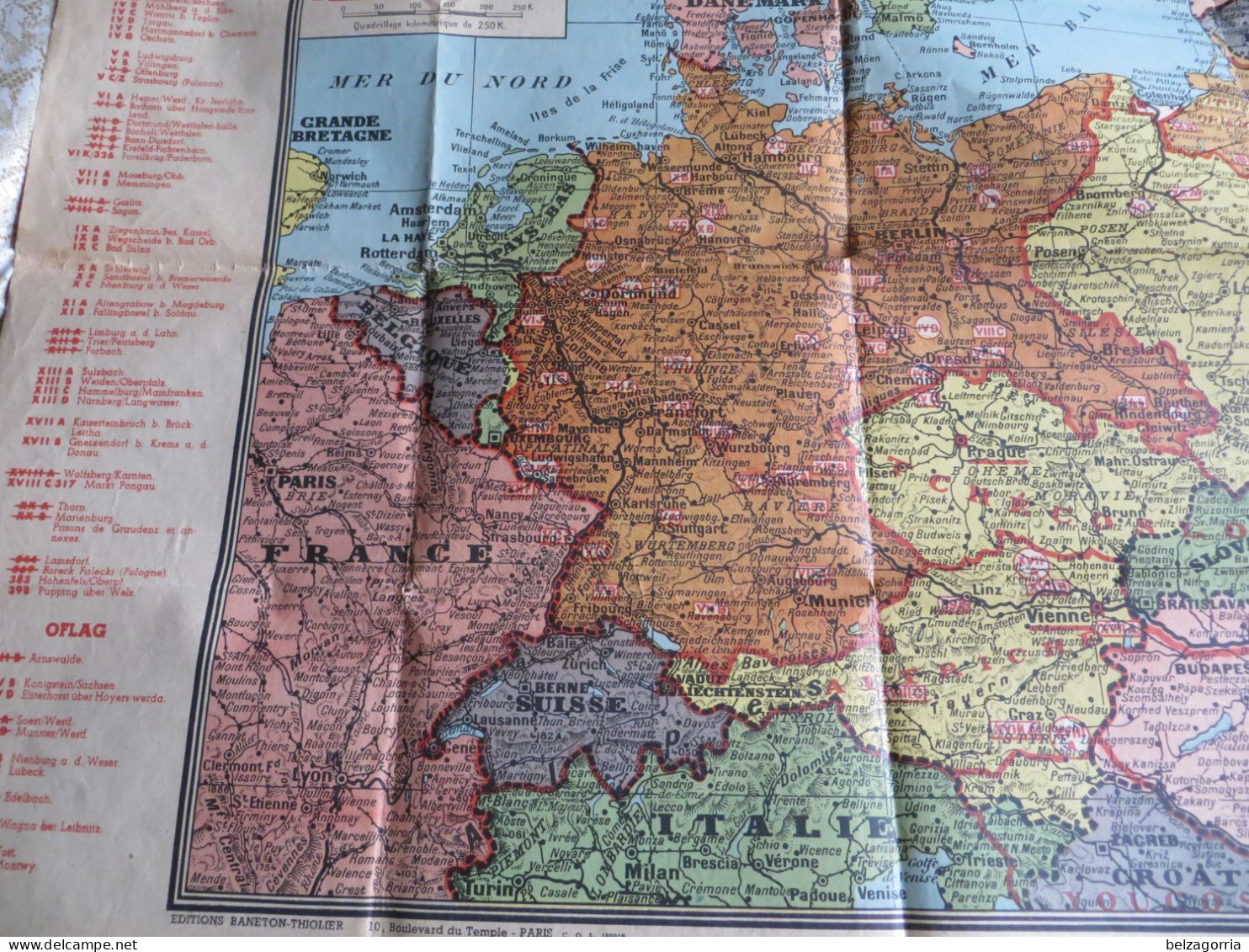 CARTE GEOGRAPHIQUE -  CAMPS DES PRISONNIERS FRANCAIS EN ALLEMAGNE  WW2 -  STALAG  &  OFLAG - VOIR SCANS - Geographische Kaarten