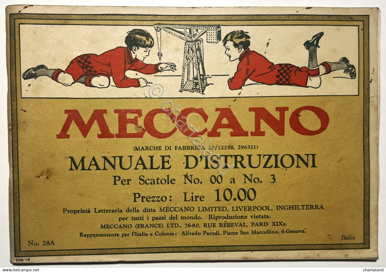 Modellismo - Meccano: Manuale D'Istruzione N. 28A: Per Scatole 00 E 3 - Anni '30 - Otros & Sin Clasificación