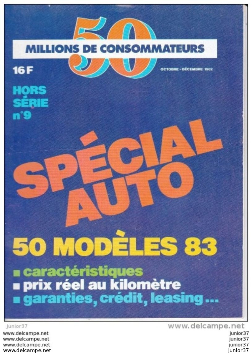 Hors Série N°9 1982, 50 Millions De Consomateurs, Spécial Auto 1983 - Automóviles & Transporte