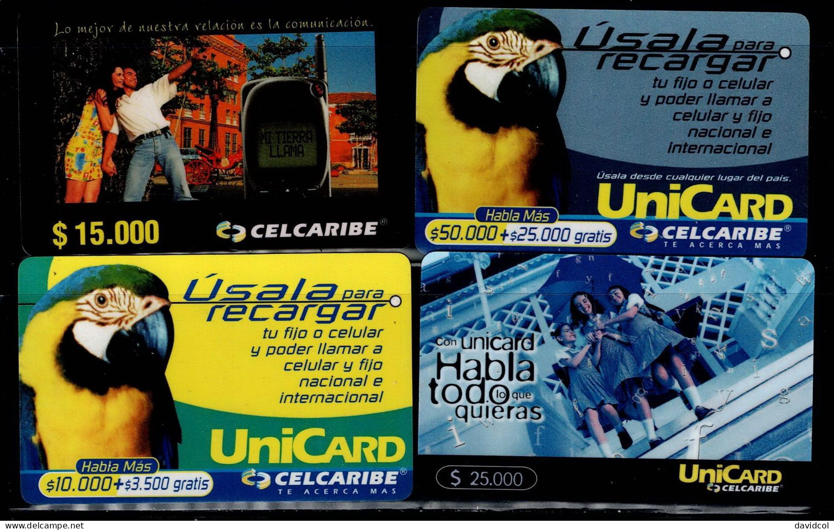 TT28-COLOMBIA PREPAID CARDS - 2001 - USED - CELCARIBE - $10.000 - $15.000 - $25.000 - $50.000 - Colombie